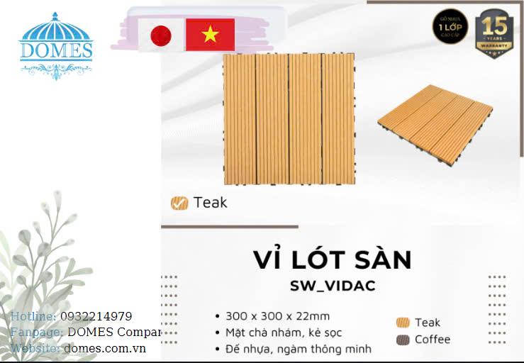 Sàn Vỉ Đặc Gỗ Nhựa Ngoài Trời SW_VIDAC